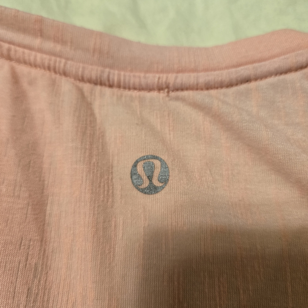 Lululemon Just Be Short Sleeved T-Shirt Misty Stripe Burnout Bleached Coral 12 - Picture 3 of 3